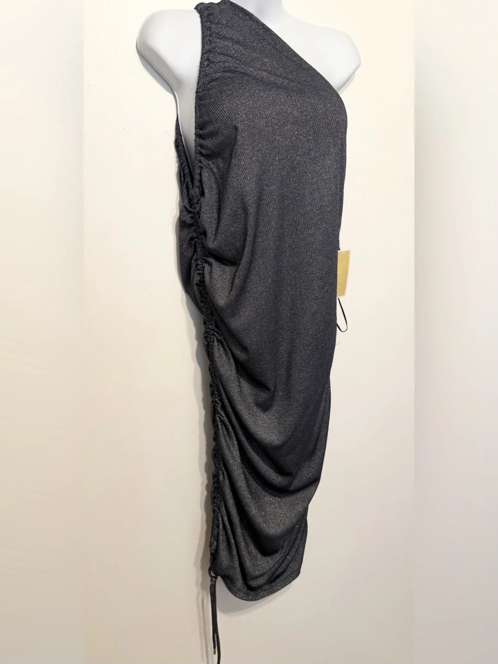 Michael Kors Charcoal Ruched MaxinDress with Subtle Shimmer